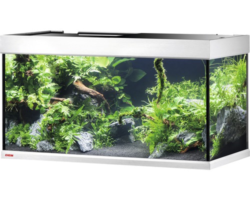 Aquarium EHEIM proxima 250 classic mit LED-Beleuchtung ohne Unterschrank silber Dekoratives Aquarium mit Pflanzen, Steinen und Holzwurzeln