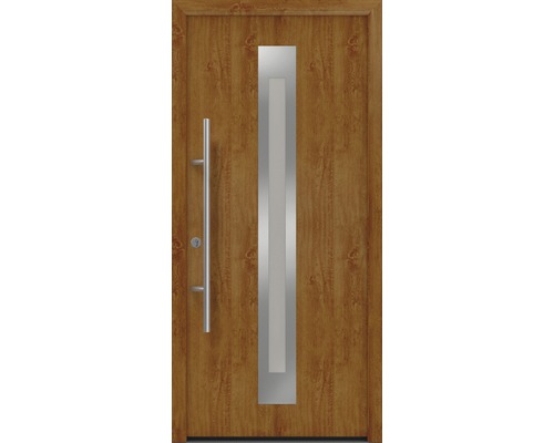 Haustür EcoStar ISOPRO Secur IPS 770S 1100 x 2100 mm Links golden oak inkl. Beschlag-Set,Edelstahl Stangengriff,Sicherheitsprofilzylinder mit 5 Schlüsseln