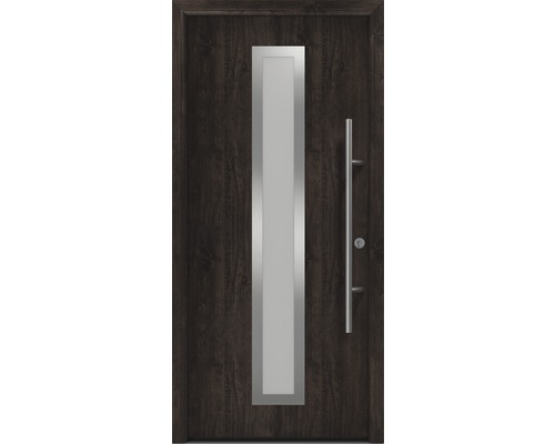 Haustür EcoStar ISOPRO Secur IPS 700S 1100 x 2100 mm Rechts night oak inkl. Beschlag-Set,Edelstahl Stangengriff,Sicherheitsprofilzylinder mit 5 Schlüsseln Haustür aus Holz mit Glaseinsatz und Griffstange