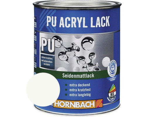 Laque couleur PU HORNBACH laque acrylique mate satinée blanc baryte 750 ml