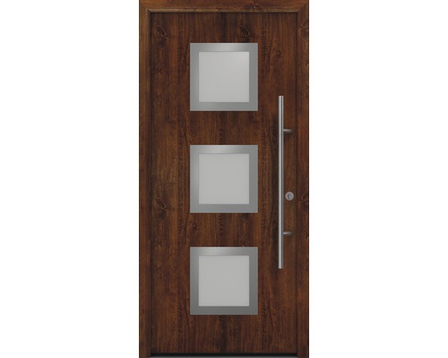 Haustür EcoStar ISOPRO Secur IPS 810S 1100 x 2100 mm Rechts dark oak inkl. Beschlag-Set,Edelstahl Stangengriff,Sicherheitsprofilzylinder mit 5 Schlüsseln-0