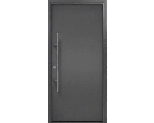 Porte d'entrée EcoStar ISOPRO Secur IPS 010 1100 x 2100 mm gauche CH703 anthracite metallic avec ensemble de ferrures, poignée barre en acier inoxydable, cylindre profilé de sécurité avec 5 clés