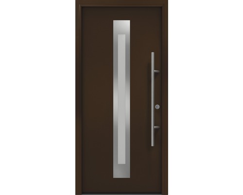 Haustür EcoStar ISOPRO Secur IPS 770S 1100 x 2100 mm Rechts RAL 8028 terrabraun inkl. Beschlag-Set,Edelstahl Stangengriff,Sicherheitsprofilzylinder mit 5 Schlüsseln Haustür mit Glaseinsatz und Stangengriff