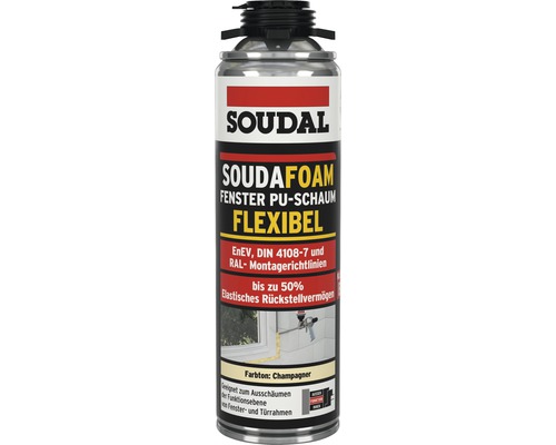 Mousse pour fenêtre Soudal monocomposant B2 très élastique blanc 500 ml