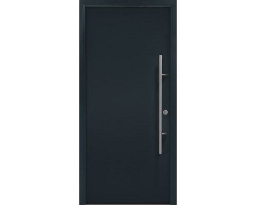 Haustür EcoStar ISOPRO Secur IPS 010 1100 x 2100 mm Rechts RAL 7016 anthrazitgrau inkl. Beschlag-Set,Edelstahl Stangengriff,Sicherheitsprofilzylinder mit 5 Schlüsseln Haustür mit Edelstahlgriff