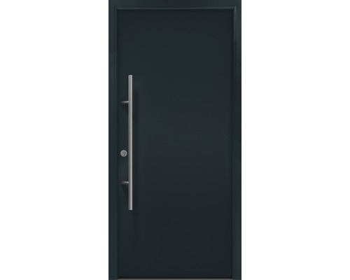 Porte d'entrée EcoStar ISOPRO Secur IPS 010 1100 x 2100 mm gauche RAL 7016 gris anthracite avec ensemble de ferrures, poignée barre en acier inoxydable, cylindre profilé de sécurité avec 5 clés