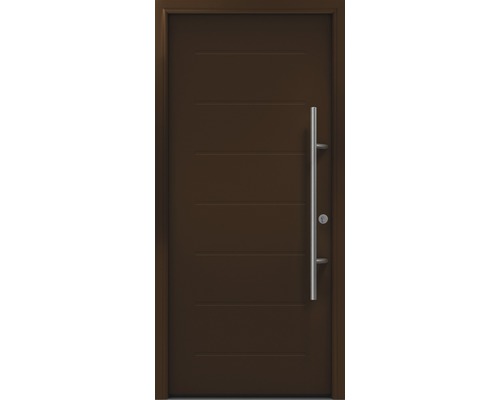 Haustür EcoStar ISOPRO Secur IPS 015 1100 x 2100 mm Rechts RAL 8028 terrabraun inkl. Beschlag-Set,Edelstahl Stangengriff,Sicherheitsprofilzylinder mit 5 Schlüsseln Haustür mit Edelstahlgriff