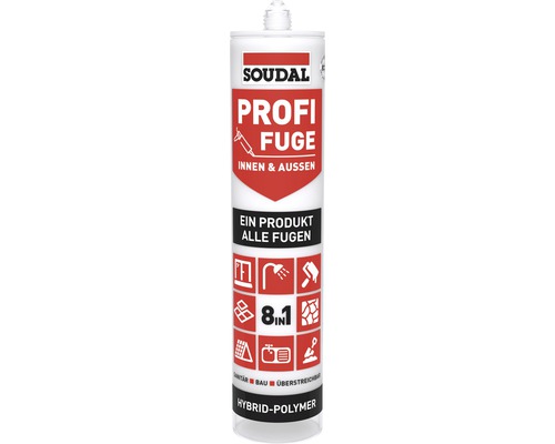 Matériau d'étanchéité et joint Soudal Profi Fuge 8en1 blanc 280 ml