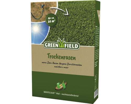 Semence de gazon Greenfield gazon sec 1 kg 30 m² Emballage gazon sec Green Field pour environ 30 mètres carrés