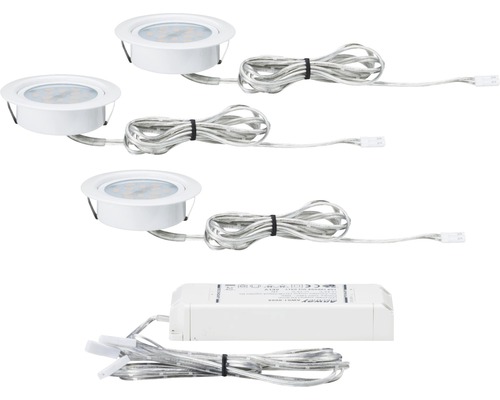 LED Möbel Einbauleuchten Set IP20 3-tlg 3x4,5W 3x305 lm 2700 K warmweiß Ø 65/54 mm Micro Line weiß