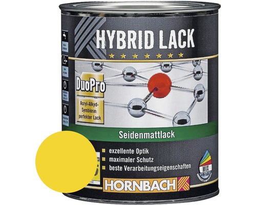 Laque couleur hybride HORNBACH laque pour meuble mate satinée RAL 1021 jaune colza 375 ml