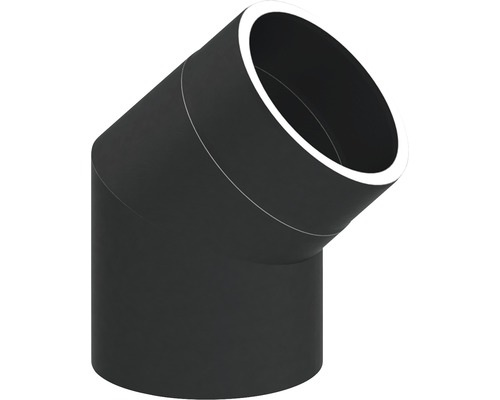 Équerre Jeremias Iso-Line avec isolation de 15 mm 45° sans porte Ø150 mm noir Coude de tuyau avec un angle de 45 degrés