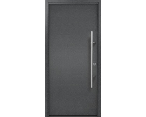 Haustür EcoStar ISOPRO Secur IPS 010 1100 x 2100 mm Rechts CH703 anthrazit metallic inkl. Beschlag-Set,Edelstahl Stangengriff,Sicherheitsprofilzylinder mit 5 Schlüsseln Eingangstür mit Griff und Schloss