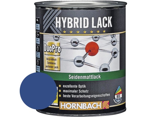 Laque couleur hybride HORNBACH laque pour meuble mate satinée RAL 5010 bleu gentiane 750 ml