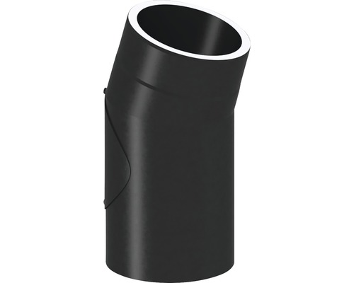 Équerre Jeremias Iso-Line avec isolation de 15 mm 15° avec porte Ø150 mm noir Coude de tuyau d''eaux usées avec un angle