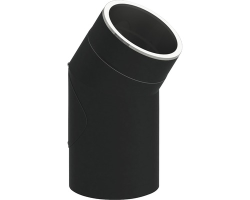 Équerre Jeremias Iso-Line avec isolation de 15 mm 30° avec porte Ø150 mm noir Coude de tuyau noir pour installation