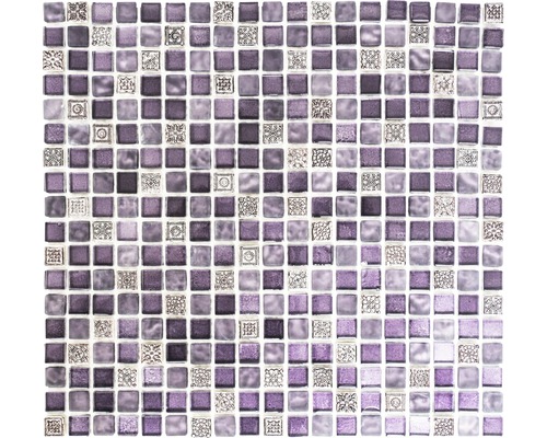 Mosaïque de verre avec pierre naturelle XCM M970 lilas, 30,5x32,5 cm