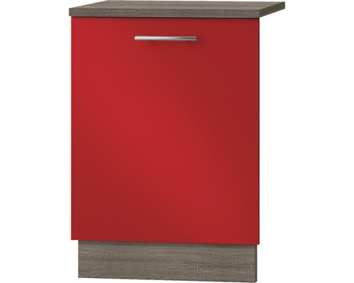 Façade pour lave-vaisselle encastré Façade pour lave-vaisselle avec plinthe et plan de travail Optifit Imola289 59,6 x 1,6 x 70 cm façade rouge brillant-0