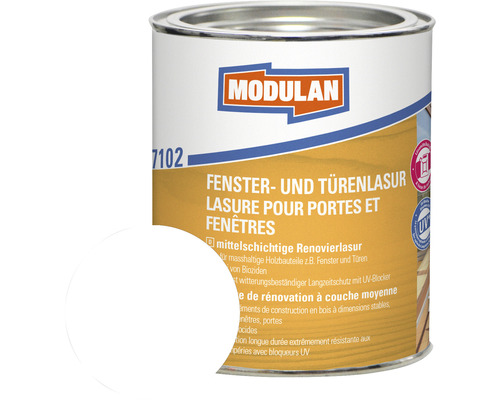 Lasure pour fenêtres et portes Modulan blanc 750 ml Lasure pour fenêtres et portes Modulan en boîte métallique