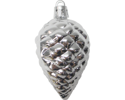 Décoration de sapin de Noël argentée en forme de pomme de pin