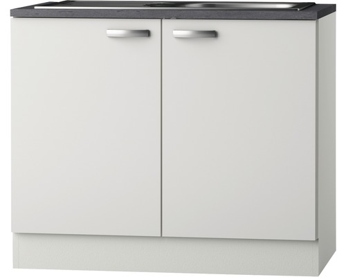 Meuble sous-évier avec évier Optifit Lagos286 100 x 60 x 84,8 cm façade blanc brillant corps blanc