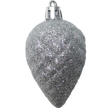 Décoration de sapin de Noël argentée et scintillante en forme de goutte