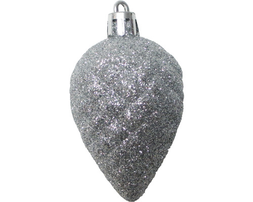 Décoration de sapin de Noël argentée et scintillante en forme de goutte