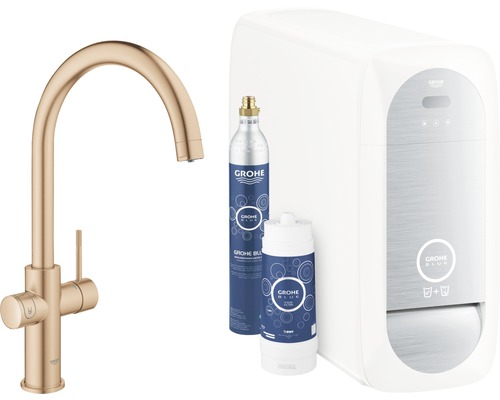 Robinet de cuisine avec fonction eau pétillante GROHE GROHE Blue Home warm sunset brossé 31455DL1