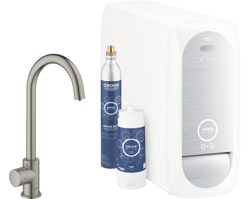 GROHE Küchenarmatur mit Sprudel GROHE BLUE HOME hard graphite gebürstet 31498AL1