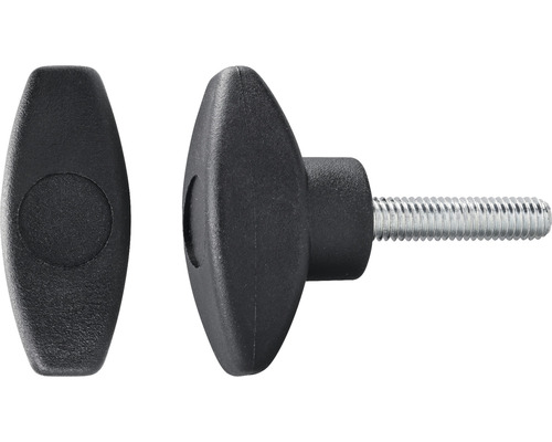 Flügelgriffschraube Ø 40 mm M6x16 schwarz Zwei Knebelgriffe mit Gewindebolzen