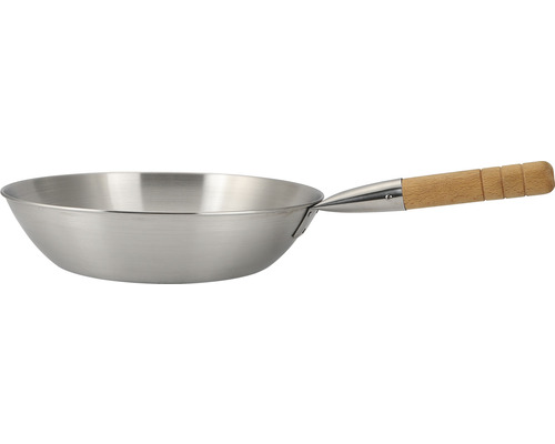 Wokpfanne aus Aluminium mit Holzgriff