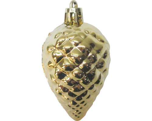 Décoration de sapin de Noël en forme de pomme de pin dorée
