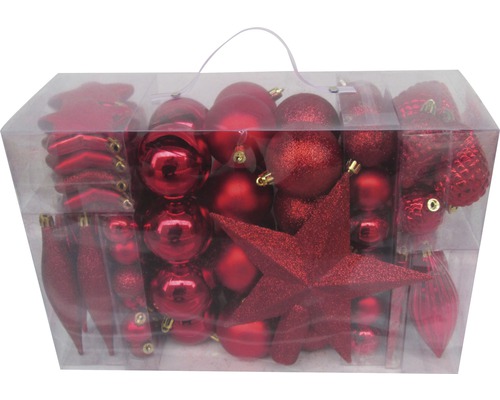 Lot de 104 boules de Noël Lafiora mélange rouge Lot de 104 boules de Noël Lafiora mélange rouge