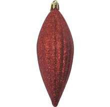 Roter, glitzernder Christbaumschmuck in Tropfenform