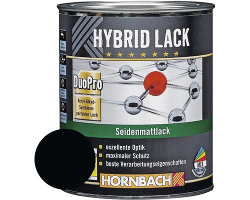 Laque couleur hybride HORNBACH laque pour meuble mate satinée RAL 9005 noir foncé 375 ml