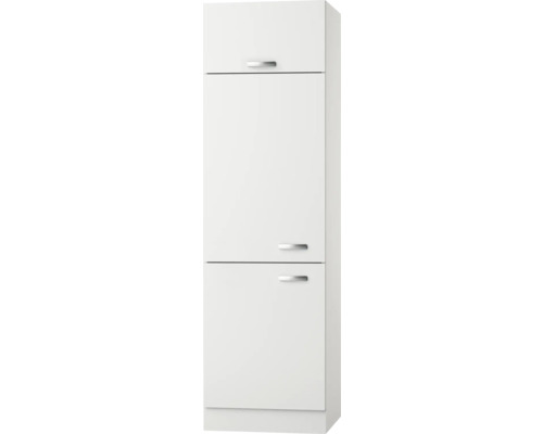 Meuble pour réfrigérateur encastrable 88 Optifit Lagos286 60 x 57,1 x 206,8 cm façade blanc brillant corps blanc butée réversible
