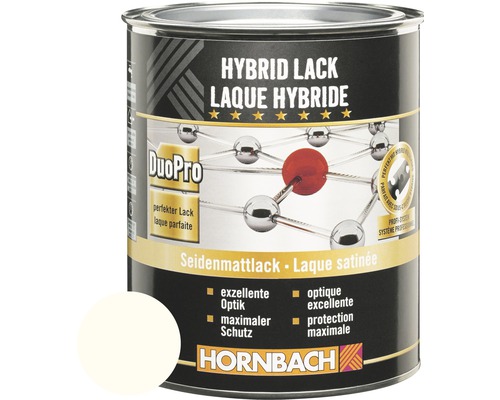 Laque couleur hybride HORNBACH laque pour meuble mate satinée RAL 9010 blanc pur 2 l