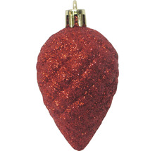 Roter, glitzernder, tropfenförmiger Christbaumanhänger
