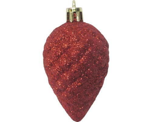 Roter, glitzernder, tropfenförmiger Christbaumanhänger