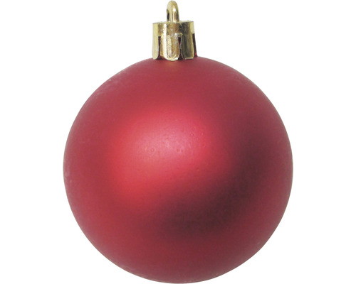 Rote Weihnachtskugel mit goldfarbener Aufhängung