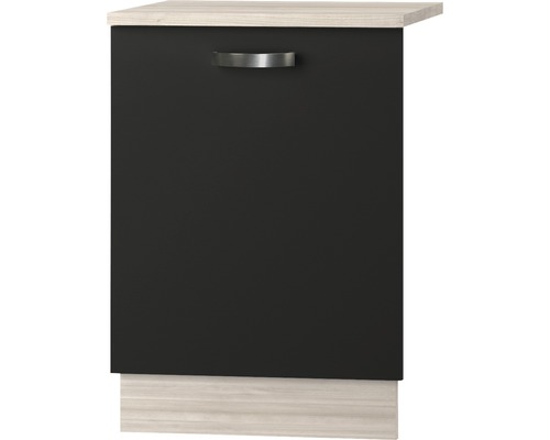 Optifit Geschirrspülerblende für vollintegrierte Geschirrspüler Geschirrspülerblende inkl Sockelleiste und Arbeitsplatte Faro220 BxTxH 59,6 x 1,6 x 70 cm anthrazit matt zerlegt Anschlag reversibel KUFR TL606APL9+ Unterschrank mit Tür und Griff
