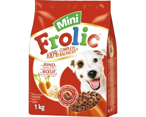 Croquettes pour chien Frolic Mini boeuf, carottes, riz Adult 1 kg