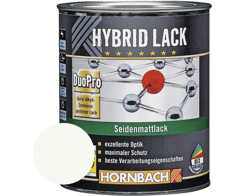 Laque couleur hybride HORNBACH laque pour meuble mate satinée blanc baryte 750 ml