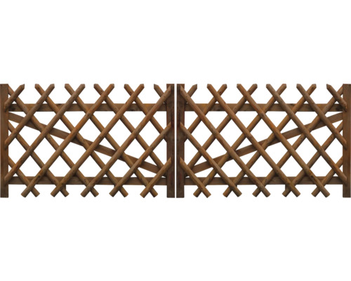 Portail double, clôture croisée 300x79 cm, traitée en autoclave par imprégnation Double portail en bois avec motif croisé