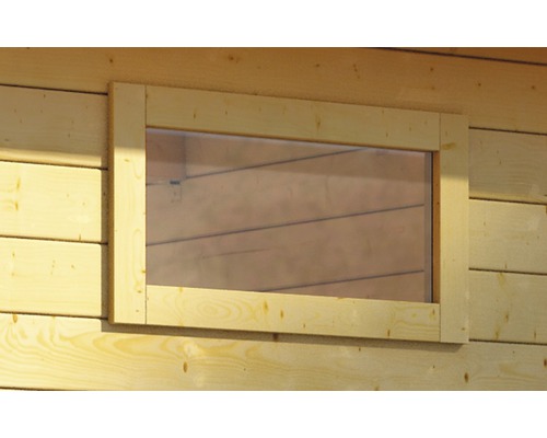 Fenêtre à un vantail pour abri de jardin 38 mm Karibu fixe 85x44 cm naturel