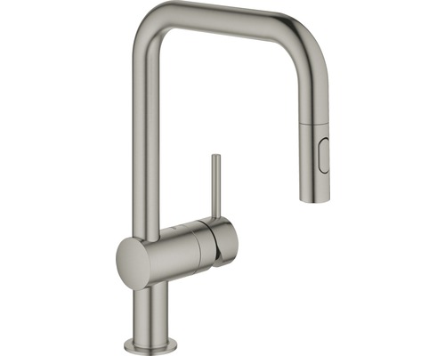 Robinet de cuisine avec douchette GROHE Minta hard graphite brossé 32322AL2 Robinet de cuisine avec bec haut