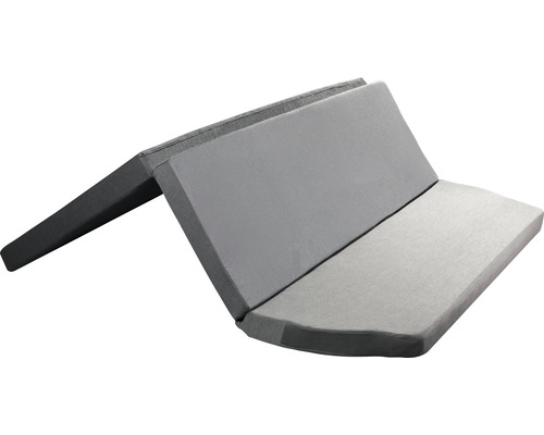 Graue Klappmatratze in dreifacher Ausführung