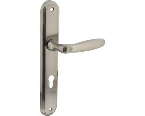 Poignée sur plaque longue Intersteel Bjorn cylindre profilé 72 mm chrome nickel mat Poignée de porte en métal avec rosace à clé