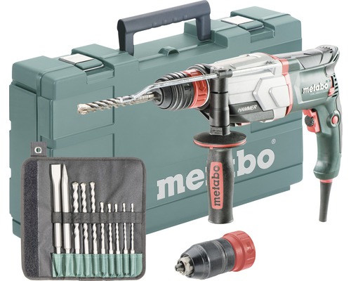 Set de marteau perforateur Metabo UHE 2660-2 Quick avec mandrin interchangeable et set de foret/burin SDS-plus 10 pièces