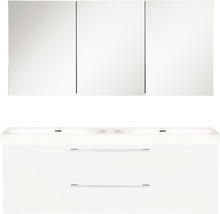 Badmöbel-Set Differnz Somero BxHxT 120 x 170 x 38 cm Frontfarbe weiß hochglanz mit Waschtisch Mineralguss weiß